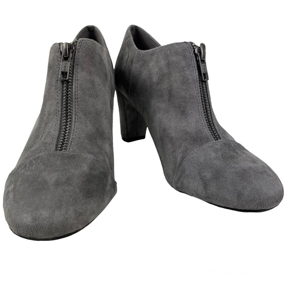 Aerosoles Madison Ave Ankle Boots Slate Gray Zipper Pump Shooties Heels Women 9M